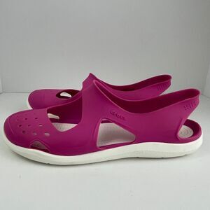 Crocs Swiftwater Wave Pink Slip On Slingback Water Boat‎ Sandals 203995 Womens 7